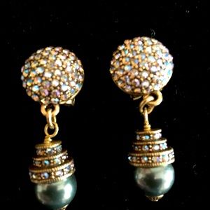 Heidi Daus omega earrings w/indicolite drop